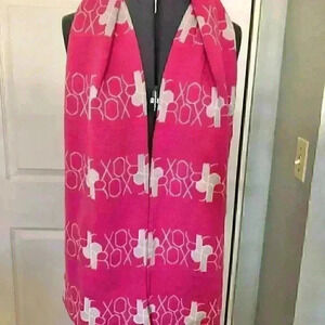 ROXY pink white  fringeless scarf